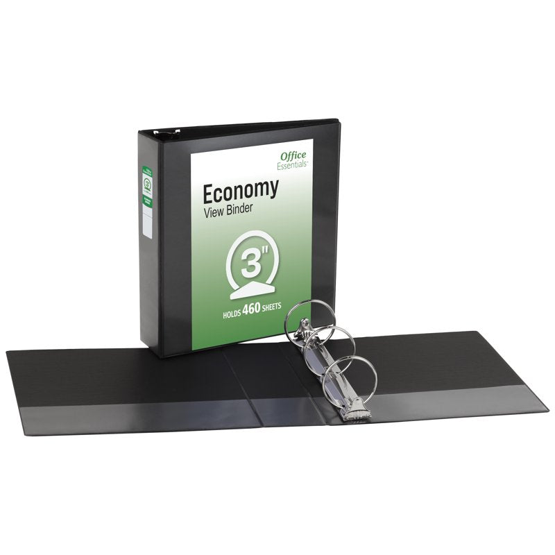 3-Inch Ring Binders 4-Pack - 460 Sheet Capacity, Black Office Organization