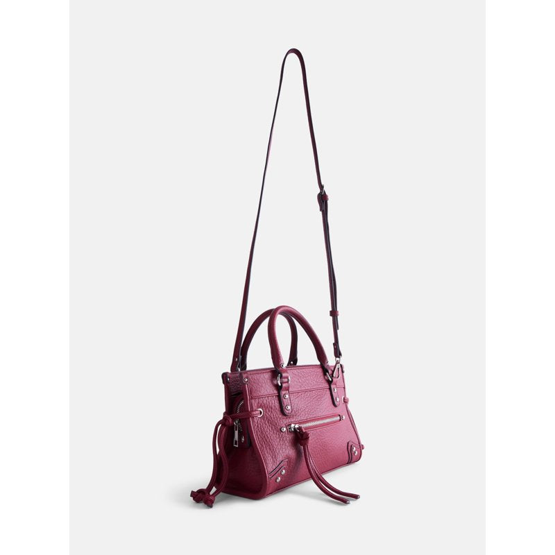 Women's Square Tote Bag with Adjustable Crossbody Strap, Red and Black