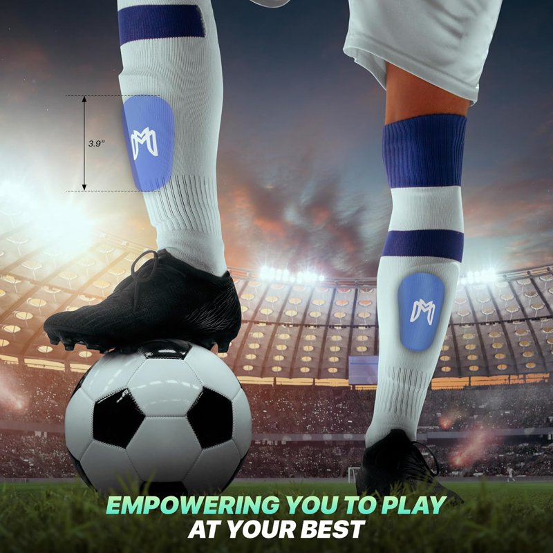Mini Shin Guards for Soccer - MediCaptain MiniGuards 3.9 x 2.4 in (Blue) - Unisex Youth & Adult