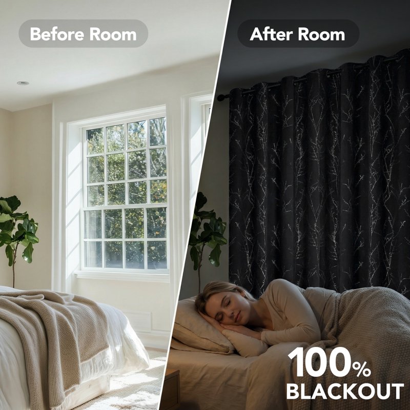 Blackout Curtains with Thermal Insulation - Room Darkening Drapes for Bedroom & Living Room