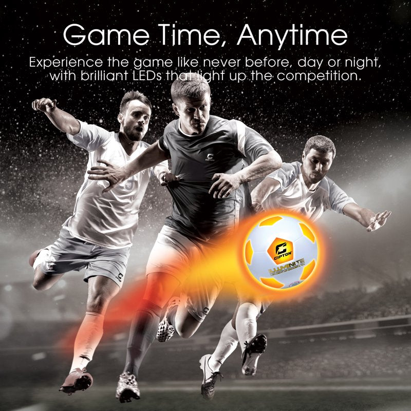 Illuminated Rechargeable Impact-Activated Soccer Ball, Official Size 5