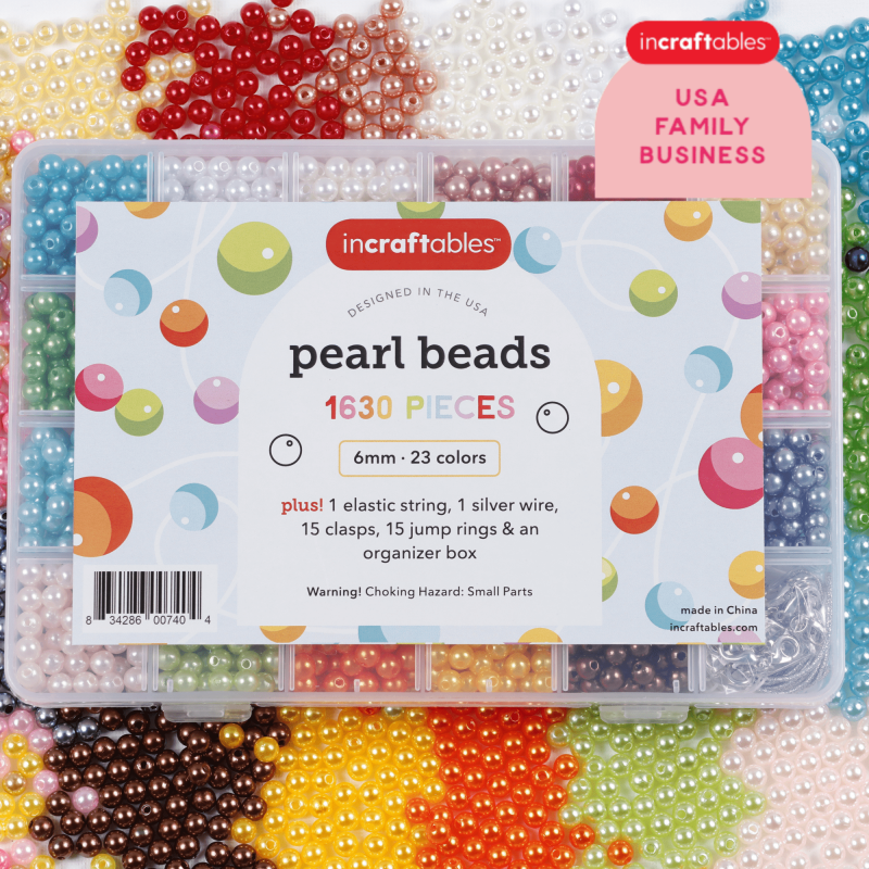 Assorted Pearl Beads for Jewelry Making 1700pcs - 6mm Round Beads for DIY Bracelets & Crafts