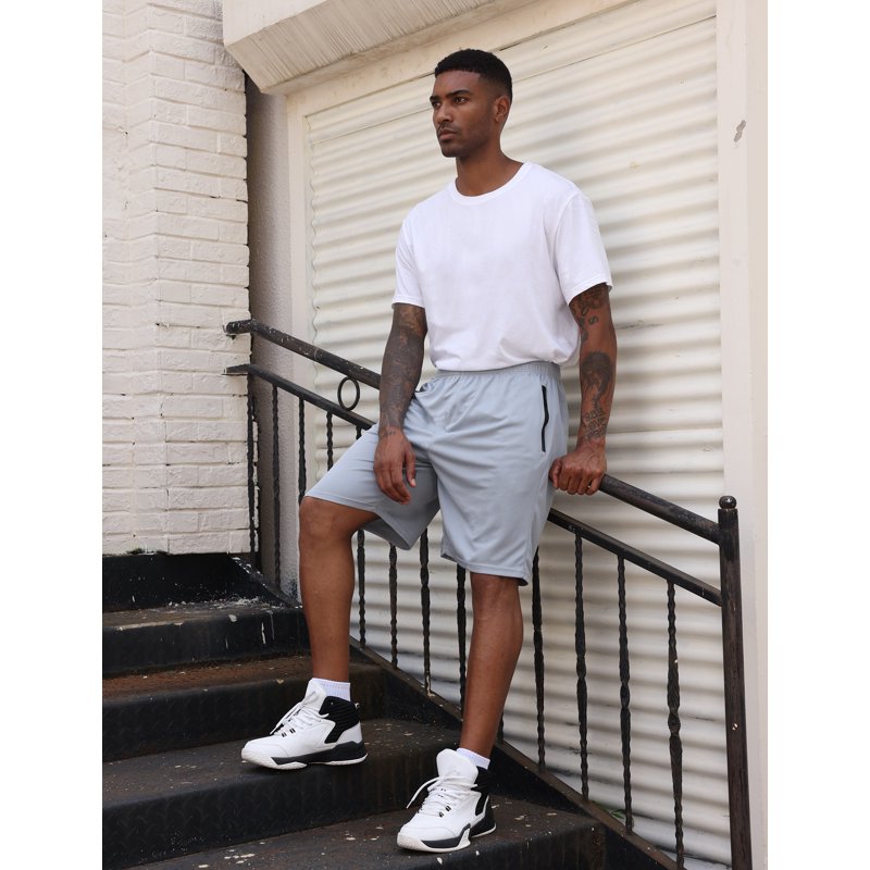 Men's Athletic Gym Shorts 3 Pack with Zipper Pockets - Breathable Quick-Dry Mesh