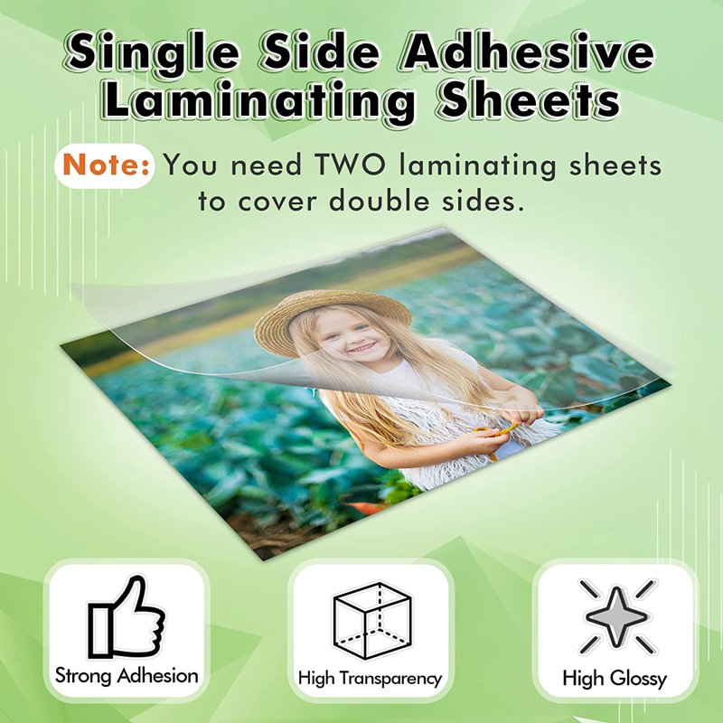 Self-Adhesive Laminating Sheets Clear 9x12 Inch - Waterproof & No Machine Needed