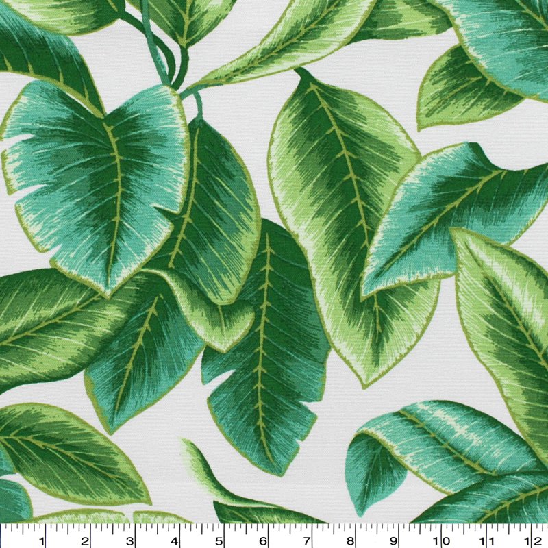 Outdoor & Indoor Leaf Fabric - 2 Yards Green Polyester Home Décor
