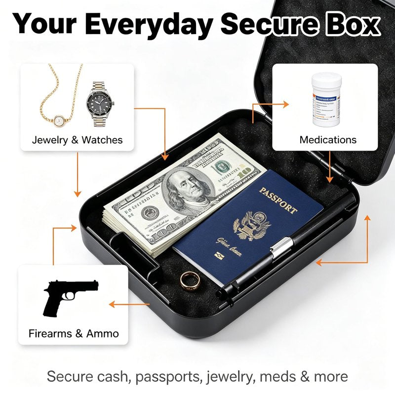 Portable Gun Safe with 3-Digit Combination Lock - Blacksmith Travel Pistol Lockbox