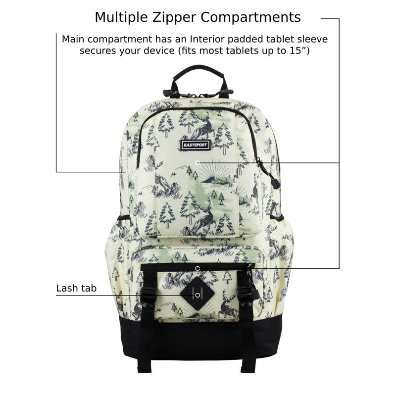 Unisex Laptop Backpack with Deer Print - School & Travel Carryall