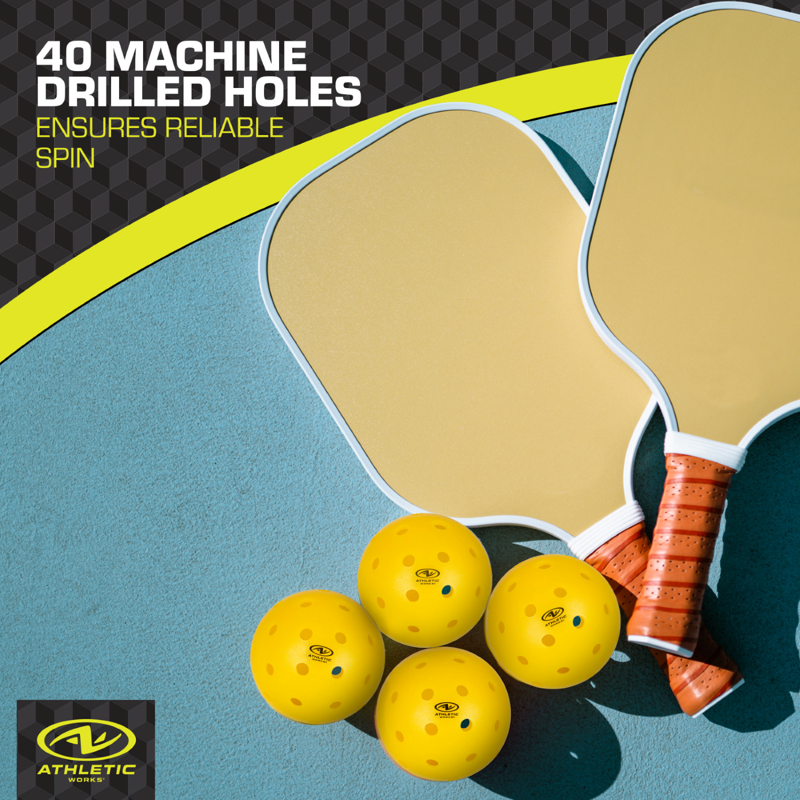 Athletic Works 3-Pack Pickleballs - Yellow (Variation: Single) 74mm 26g USA Pickleball Approved