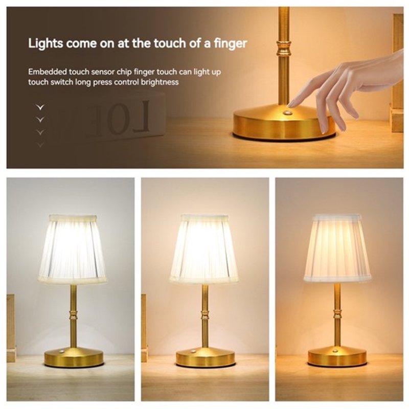 Rechargeable Cordless Touch Dimmable LED Table Lamp - Modern Gold Finish
