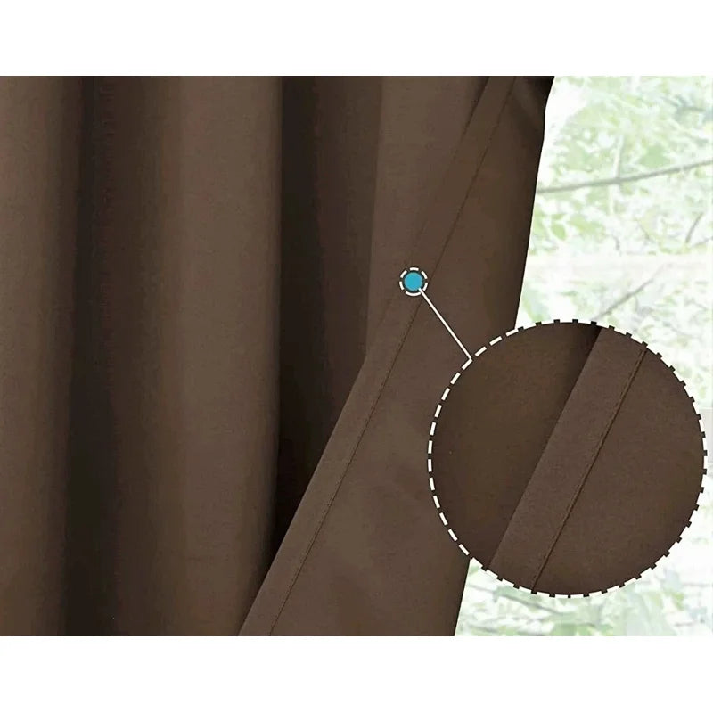 Thermal Blackout Grommet Window Curtain Panel 28x36 Brown - Energy Efficient Privacy