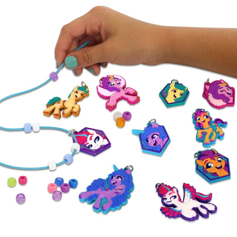 Deluxe Sparkling Necklace Activity Set for My Little Pony - Pink-Sky Blue Variation, 10 Charms Ages 3+