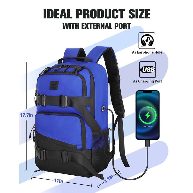 Skateboard Backpack with Laptop Slot & Ball Holder - Durable Sports Bag for Men & Women