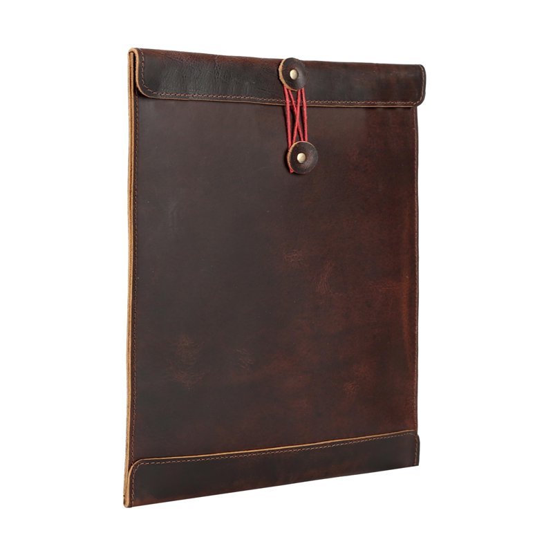 Leather Document Holder Mailing Envelope - 12.5 Inch Office Portfolio, Handmade Bourbon Brown