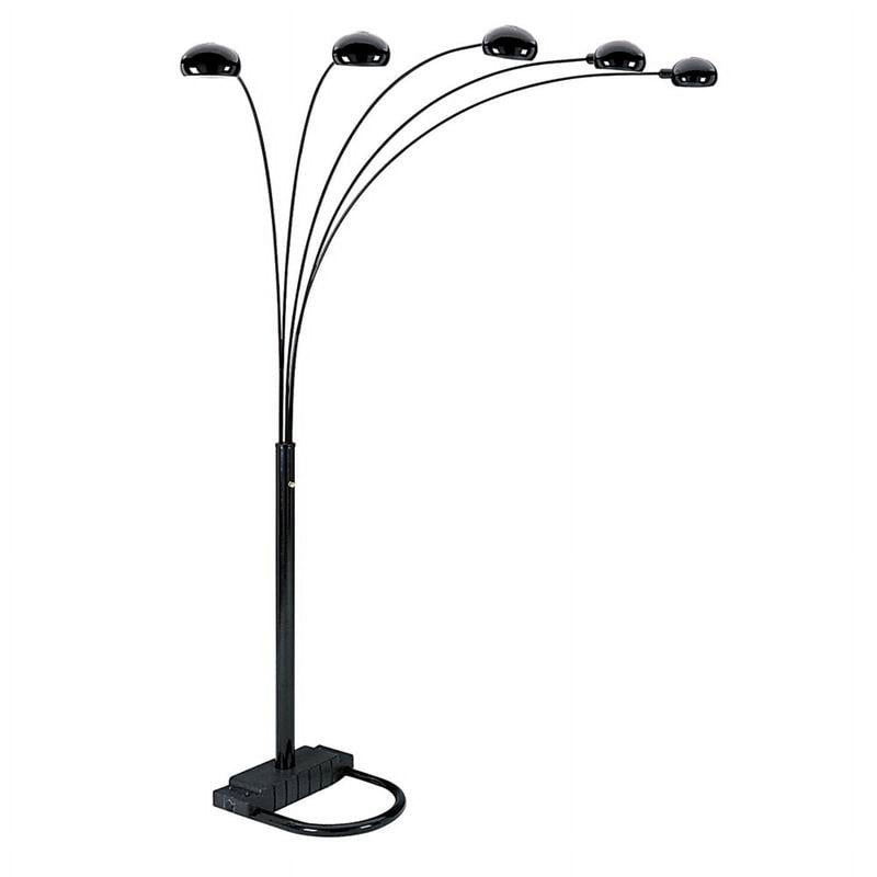 Modern 5-Arm Arch Floor Lamp with Dimmer Switch, Black Finish