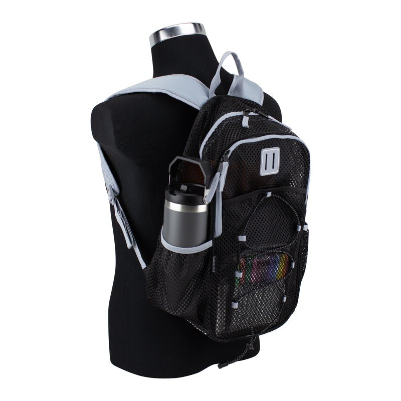 Unisex 17-Inch Mesh Backpack with Multiple Compartments and Hydration Pockets