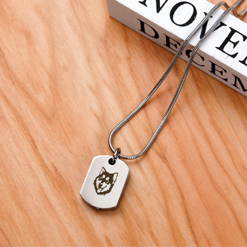 Memorial Pet Dog Tag Necklace for Ashes Keepsake Cremation Jewelry