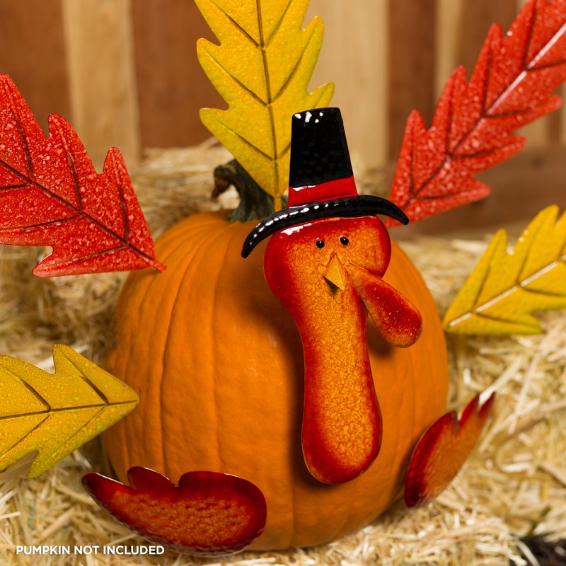 Thanksgiving Turkey Craft Kit with Metal Feathers for Pumpkin & Fruit Decoration