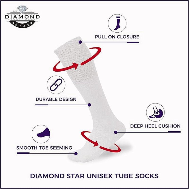 Men's Cushioned Over-the-Calf Athletic Tube Socks - 6 Pairs, Breathable Cotton Blend