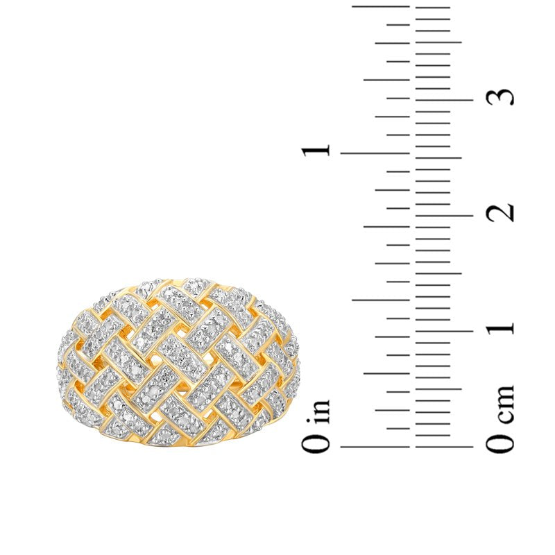Forever Facets Diamond Accent Bombe Crosshatch Ring - Two-Tone Gold & Bronze, Size 6