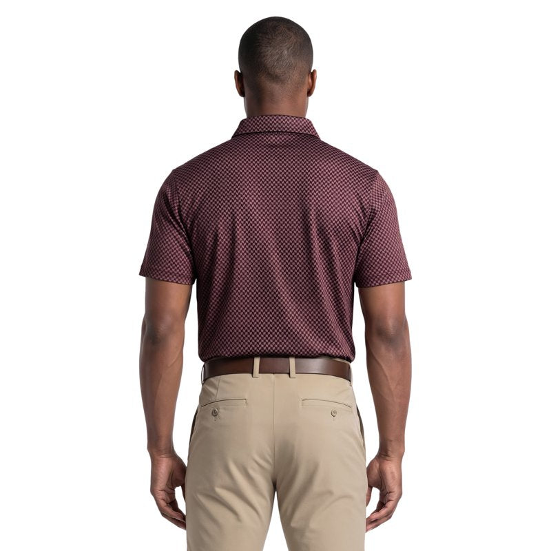 Men's Performance Herringbone Print Golf Polo Shirt - Short Sleeve Activewear