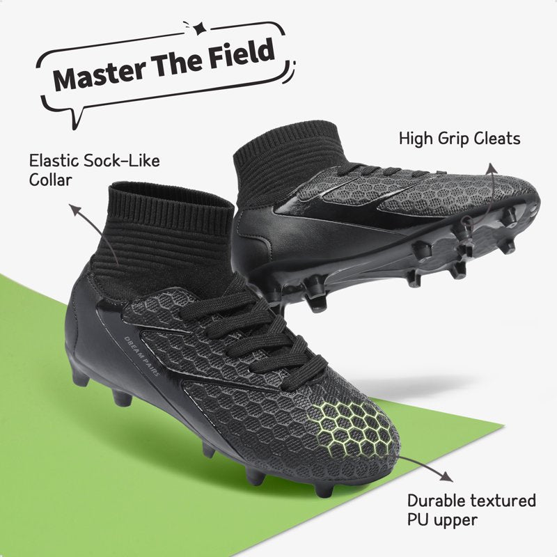 Burudani Kids Soccer Cleats - Black Youth Trainers Shoes (Variation 11)