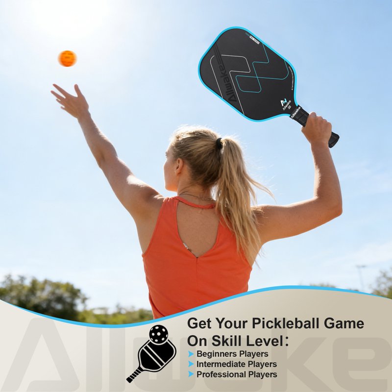 Allwake Pickleball Paddle with T700 Carbon Fiber – USAPA Approved, 8 oz, Textured Surface, Black-Blue Variation