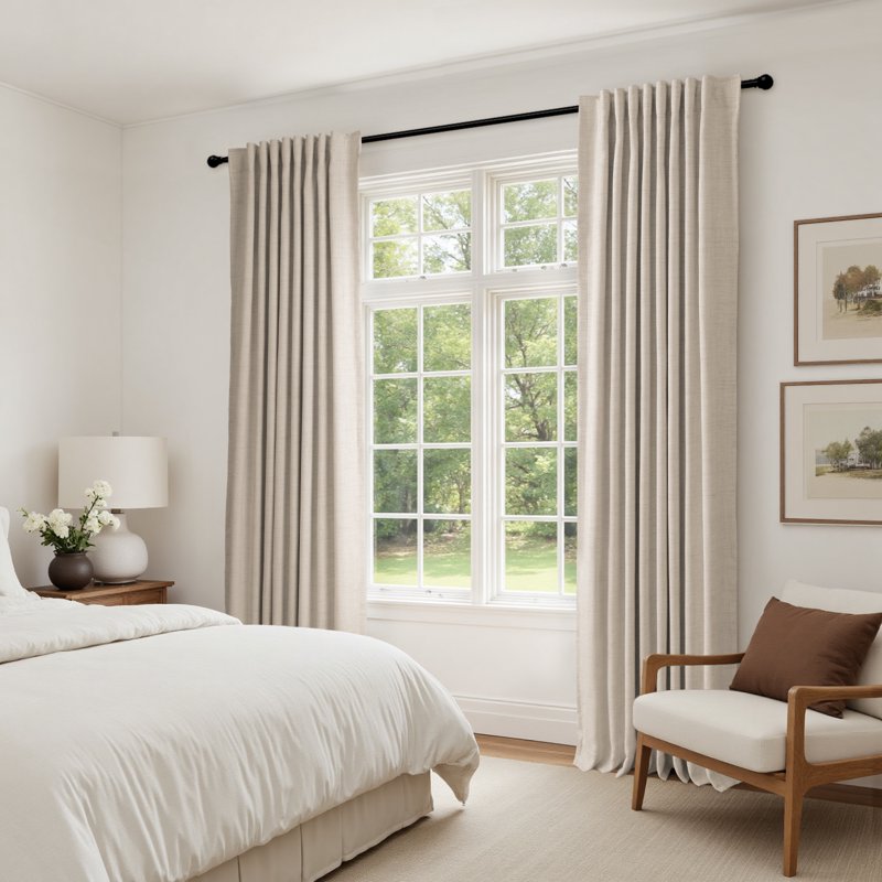 Blackout Curtains Set of 2 - Thermal Insulated Faux Linen Room Darkening Drapes 50x84 Inches