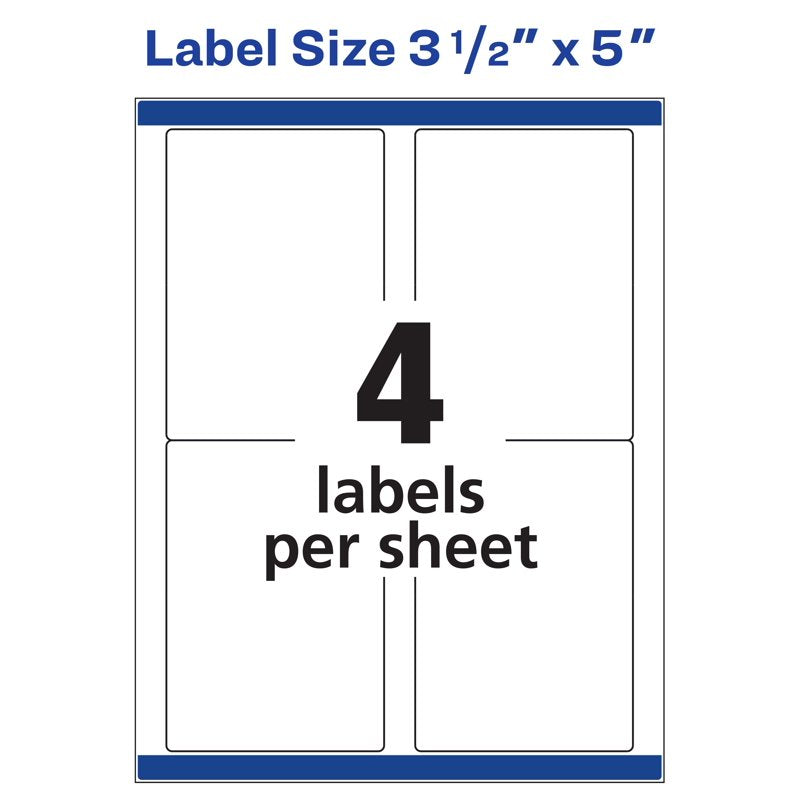 Avery 3.5x5 White Shipping Labels - Laser & Inkjet Printable, TrueBlock, 40 Labels
