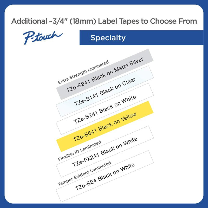 Brother TZE-241 Black on White Laminated Label Tape 3/4" (18mm) for Label Makers