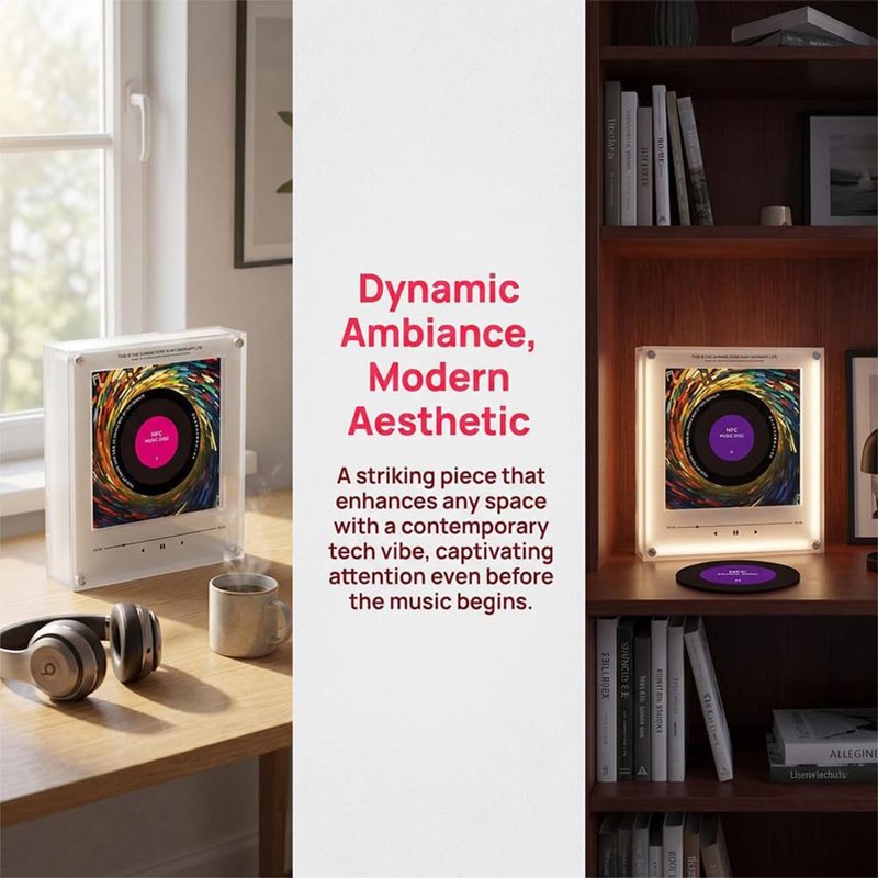 Magnetic Fridge Music Player NFC Enabled with LED Light Set - 2 Pack