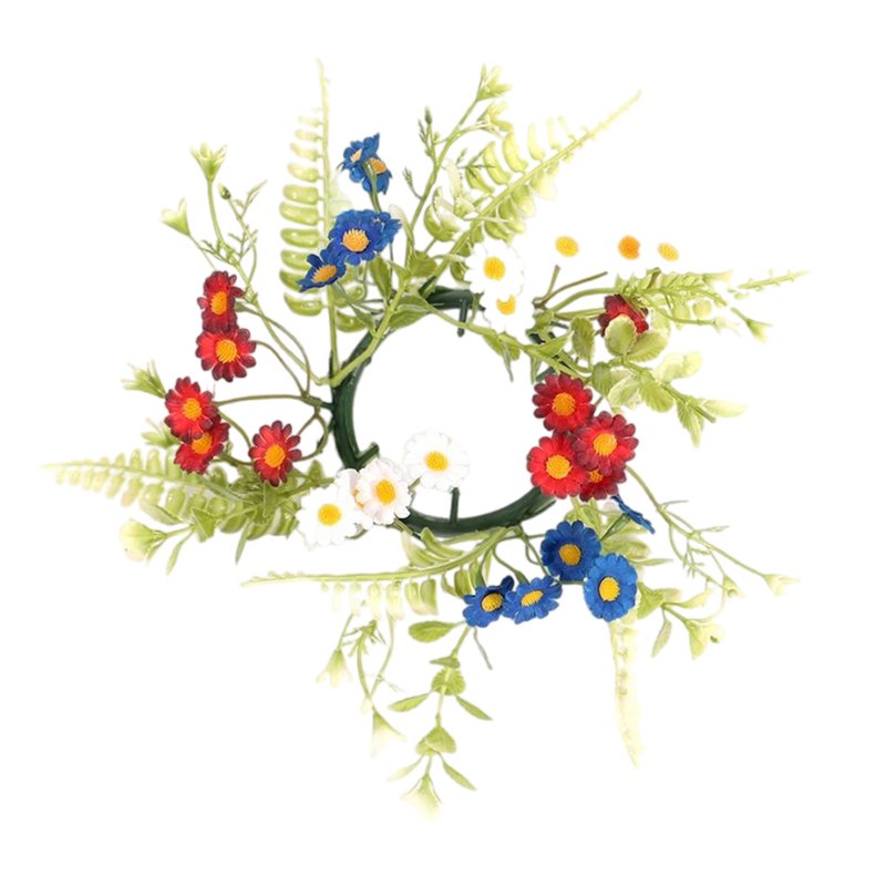 Patriotic Garden Wreath for Independence Day 4th of July Memorial Day Decor with Fern Accents