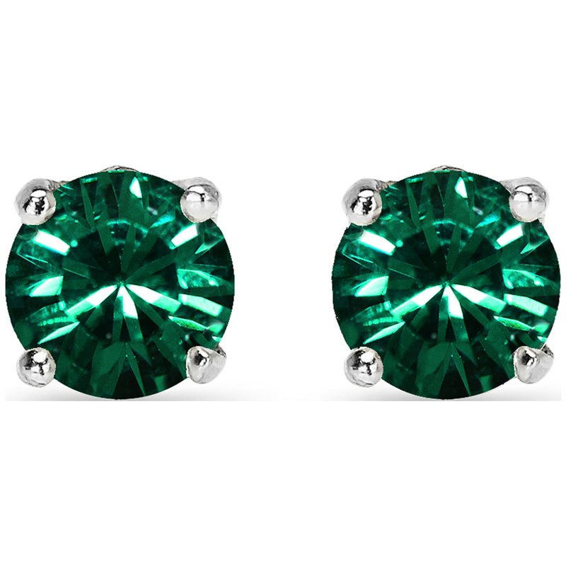 Sterling Silver Green Crown Stud Earrings with Swarovski Crystals