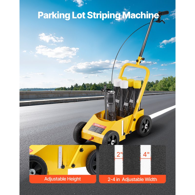 Heavy Duty Road Line Marking Machine with Adjustable Width - 24x13x35.4 Inch