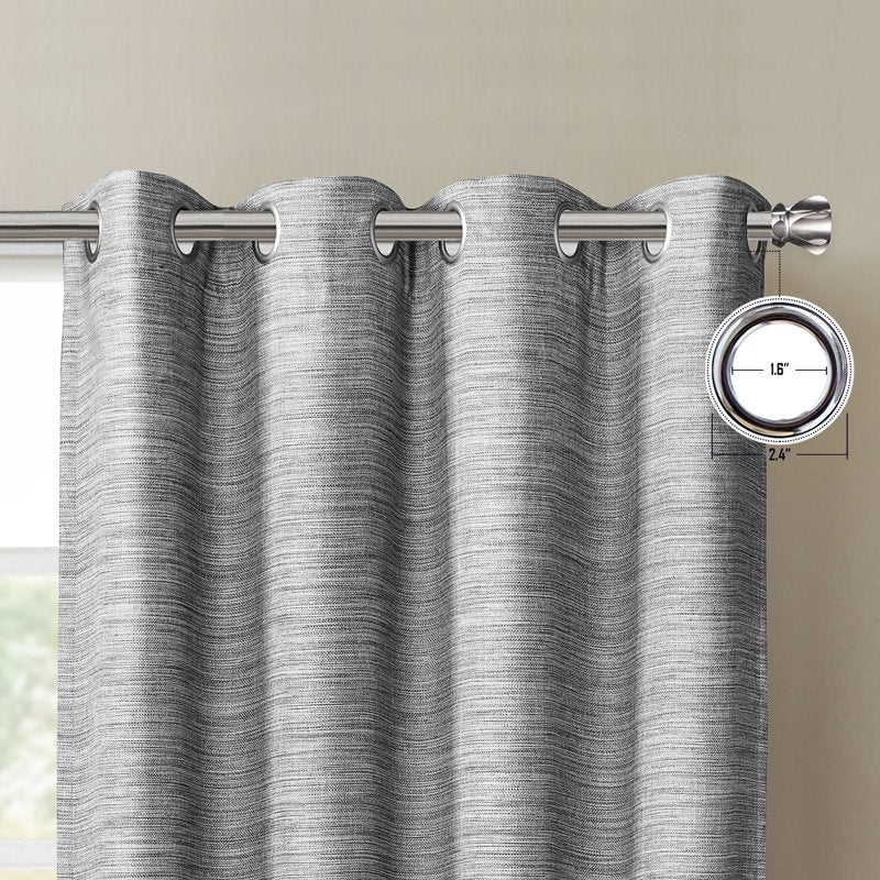 Blackout Curtain Panel Pair - Gray, 52x84 Inches, Textured Fabric, Grommets