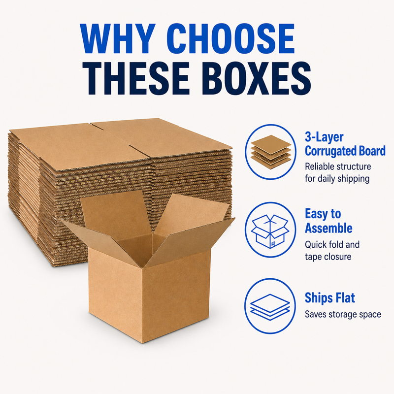 20 Pack Small Corrugated Shipping Boxes 6x6x4 Inch Kraft Cardboard Mailer