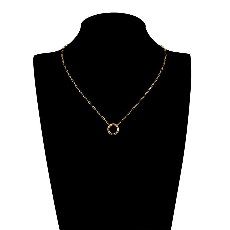 Gold and Silver Paperclip Chain Necklace with Charm Connector - 16 Inch + Extender