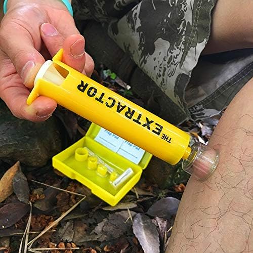 Snake Bite First Aid Kit with Venom Extractor Suction Pump - Portable Emergency Tool for Hiking & Camping - Yellow