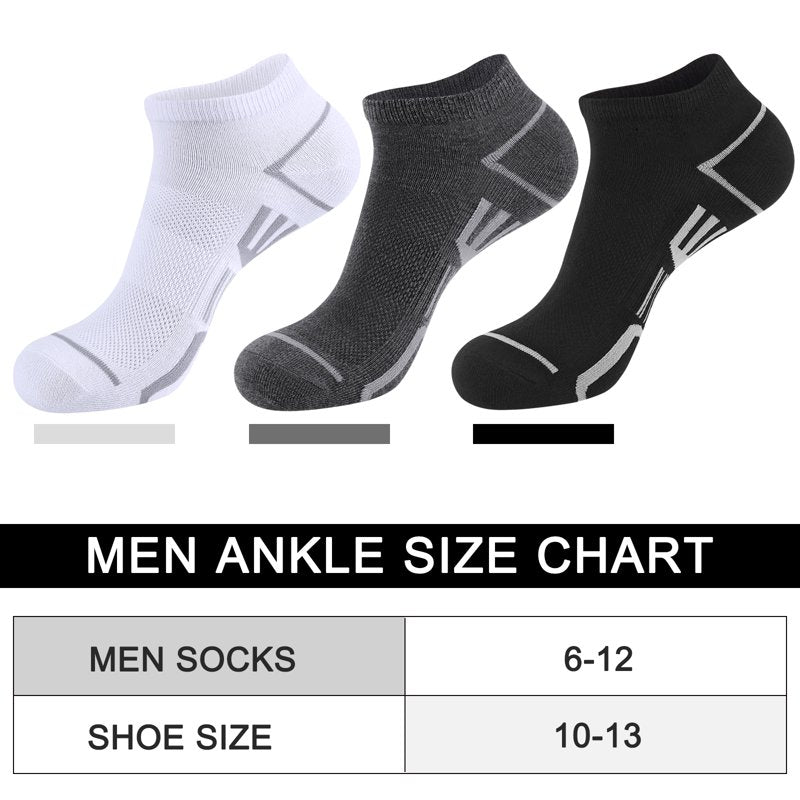 Men's Ankle Socks 10 Pairs Cushioned Athletic Breathable Casual Socks