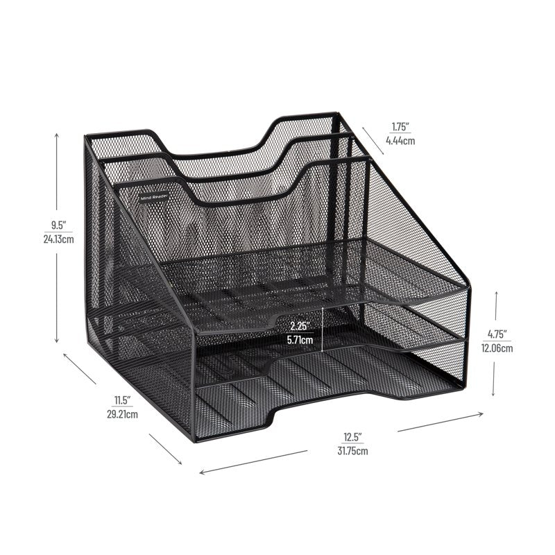Multi-Compartment Desktop Organizer with File Holders for Office & Home