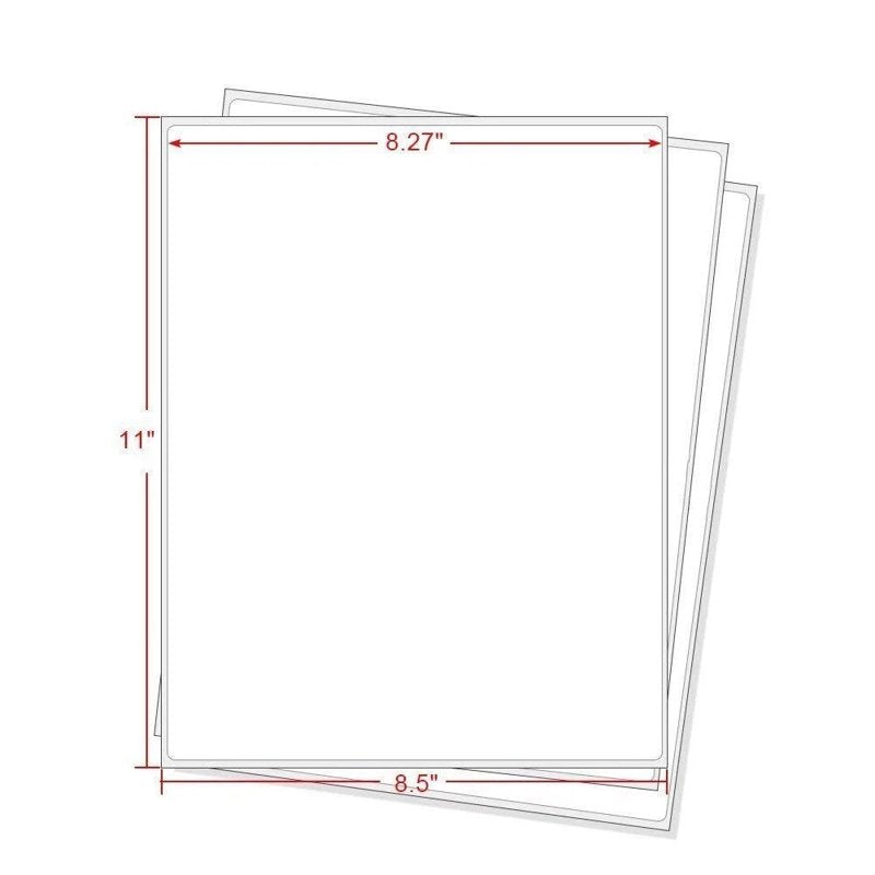Full Sheet Shipping Labels 8.5x11 Inch - Blank Self-Adhesive Printable Labels (100 Sheets)