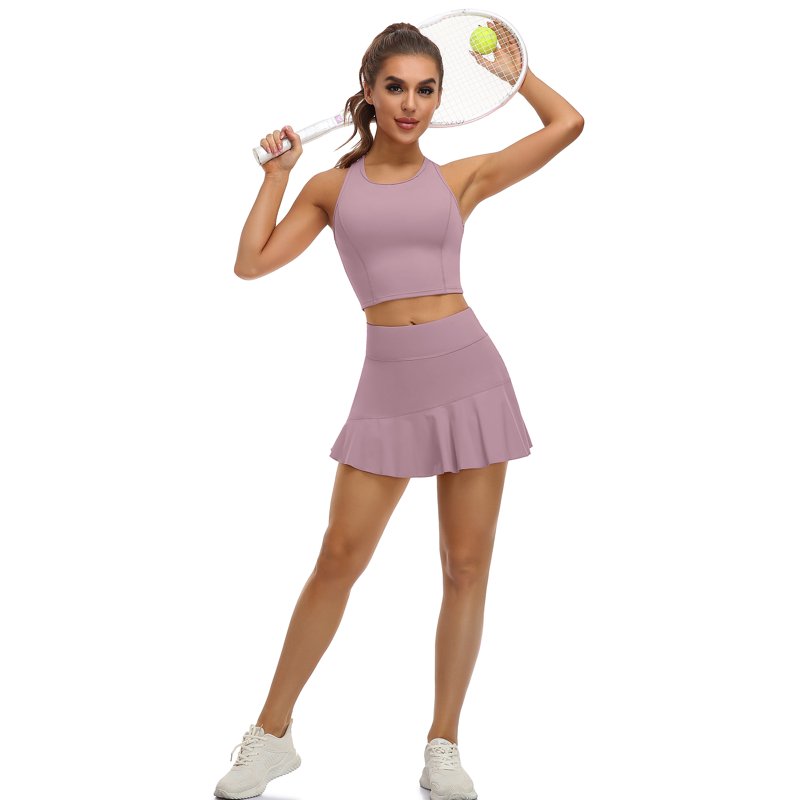 Women's 2 Piece Tennis Skirt Sets with Built-in Shorts & Pockets - Athletic Dress