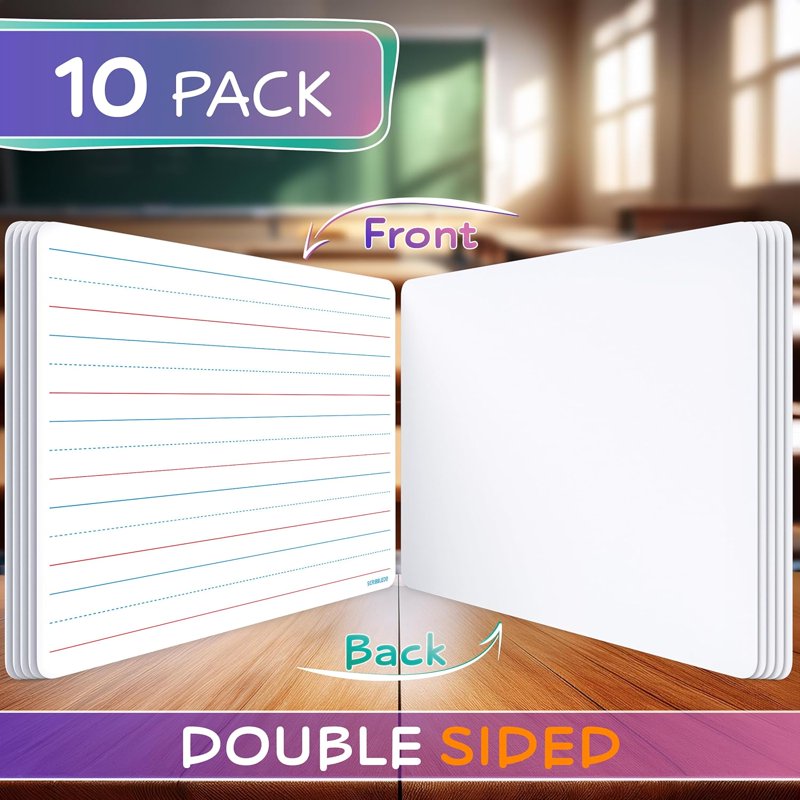 Lined Small Dry Erase Sheets 9x12 Inch Pack for Kids and Classroom Use
