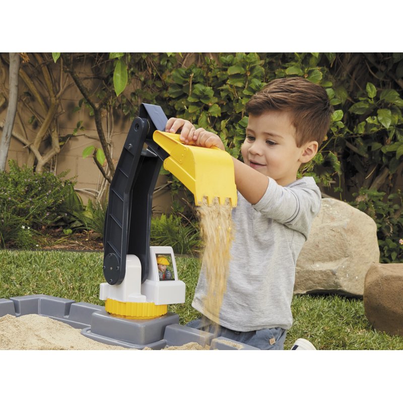 Kids Sandbox Excavator with Lid and 6 Accessories - Construction Play