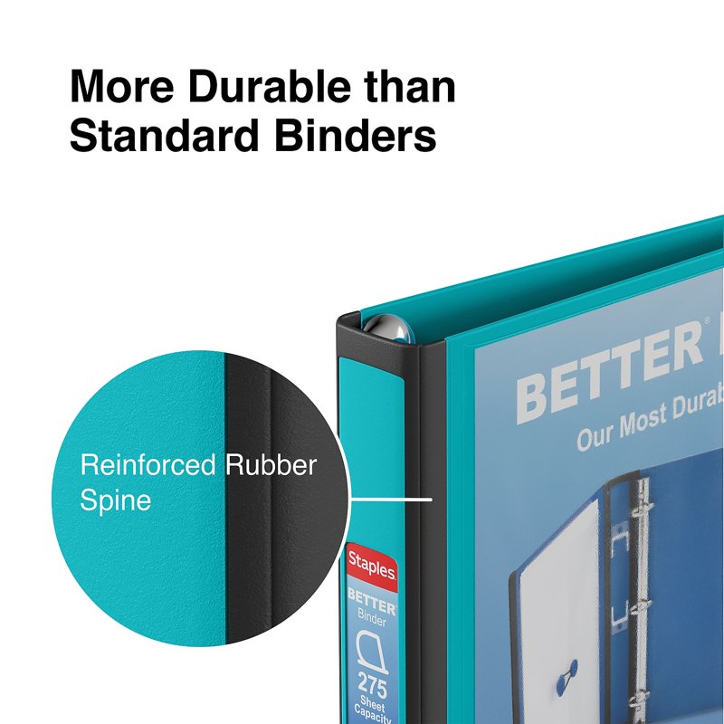 1-Inch D-Ring View Binder with Clear Windows, 275 Sheet Capacity, Teal