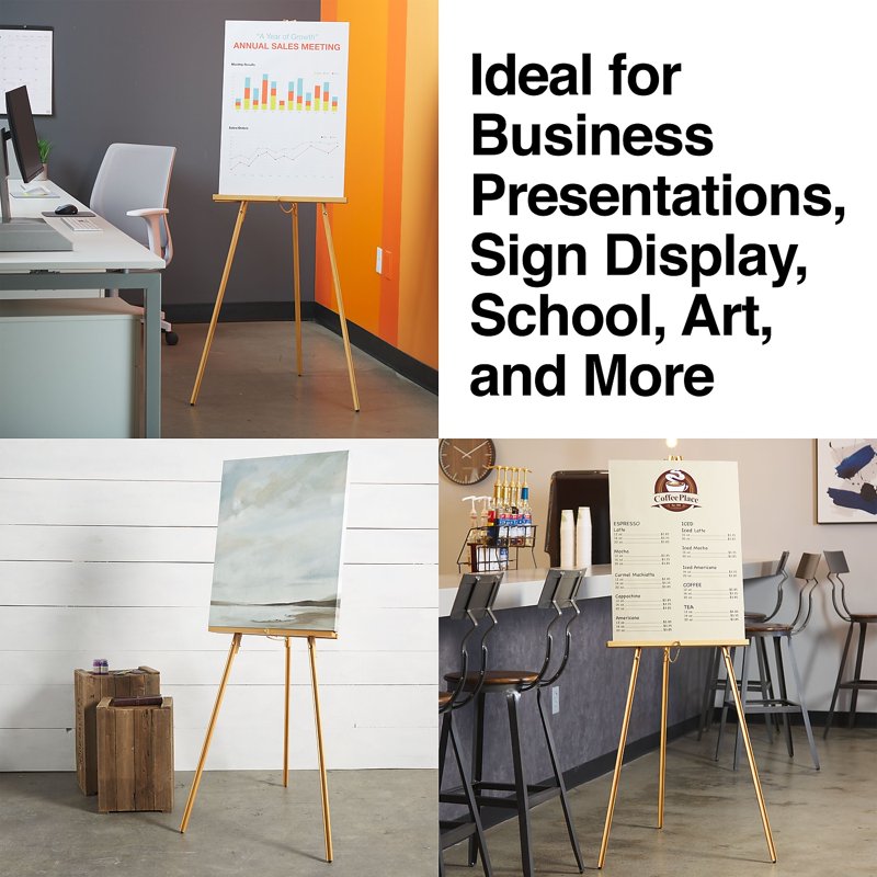 64-Inch Wooden Display Easel for Signs and Artwork - Folding, Lightweight