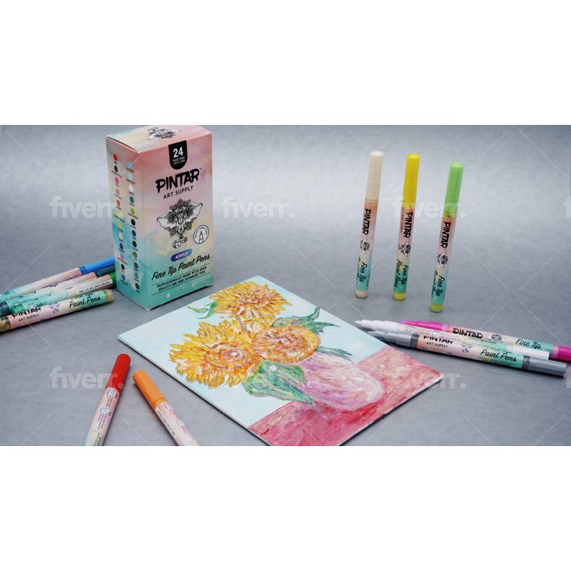 24 Pack Acrylic Paint Markers - Fine Tip Permanent Art Pens for Rock Glass Wood Ceramic