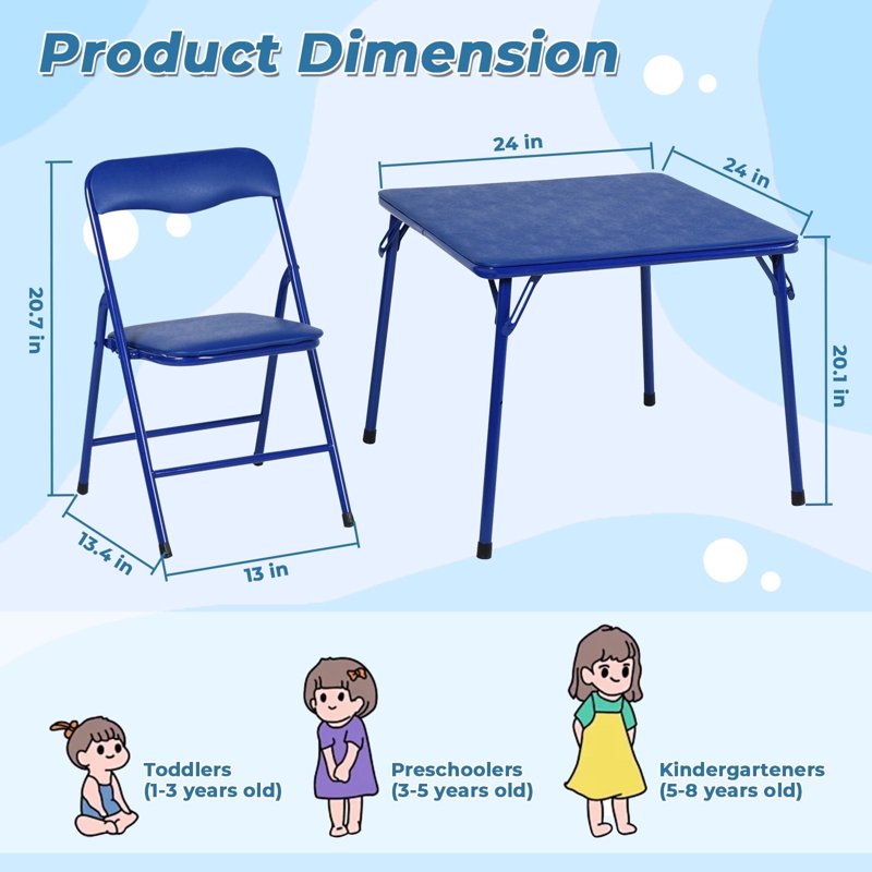 Kids Activity Table and Chair Set - Folding Preschool Playroom Furniture for Arts and Learning