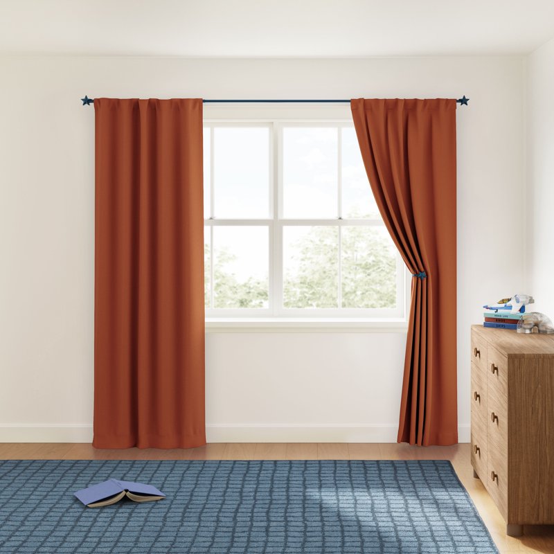 Kids Blackout Curtain Panel Pair - Room Darkening, Rod Pocket & Back Tabs