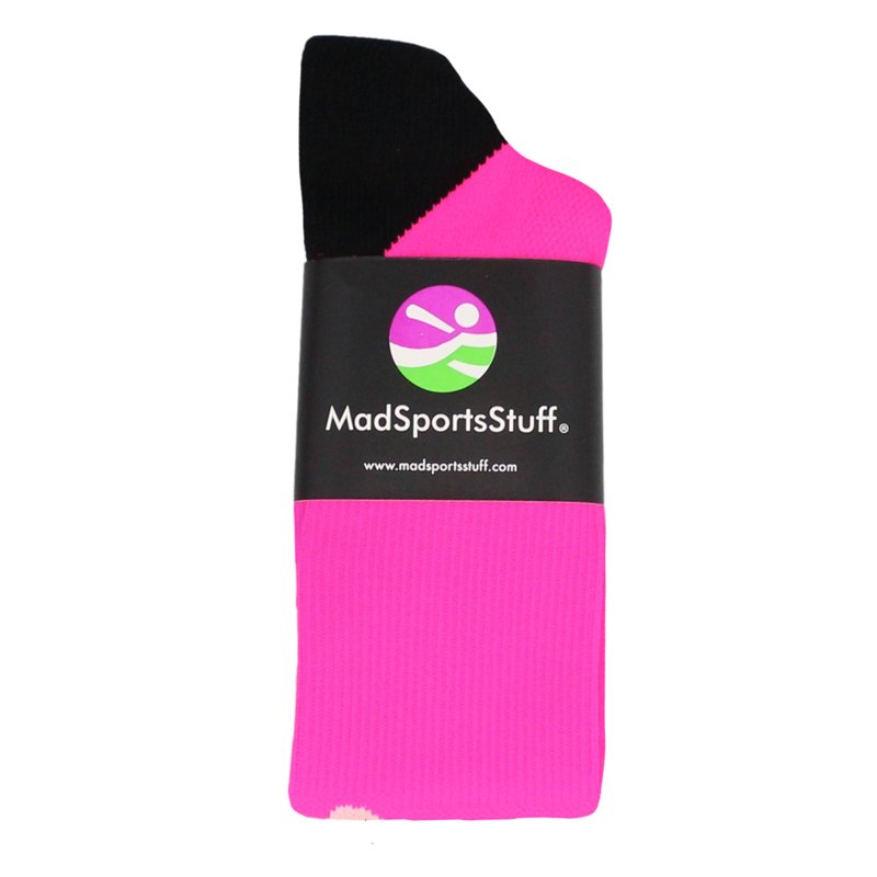 Breast Cancer Awareness Socks with Stripes - Neon Pink & Pale Pink, Large
