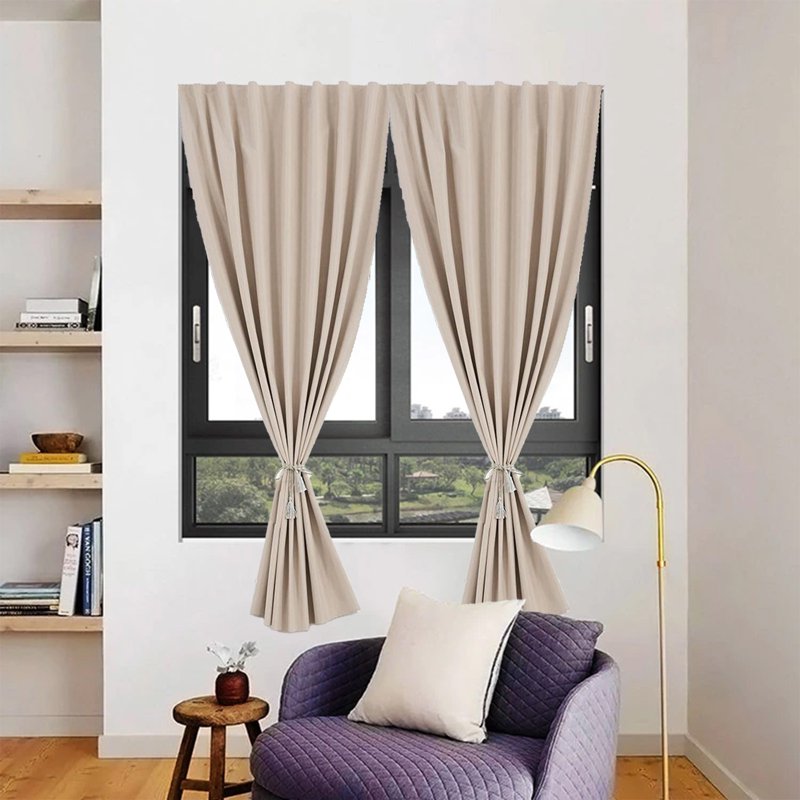 Velcro Style Blackout Window Curtains - Oversized Sunshade, No-Drill Installation
